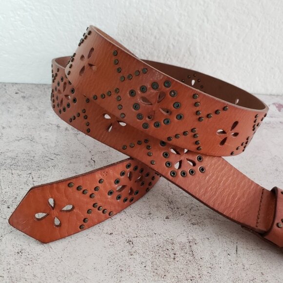 Fossil Genuine Leather Bohemian Laser Cutout Studded Belt size L - Picture 10 of 10